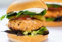 Crispy Salmon Burgers with Lemon-Dill Sauce