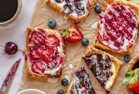 Fruit and Cream Cheese Danish with Flaky Puff Pastry