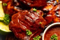 Oven-Baked BBQ Chicken Thighs with Crispy Skin and Sticky Glaze