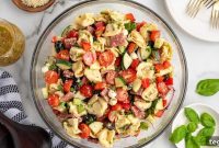 Creamy Tortellini Pasta Salad with Fresh Herbs and Veggies