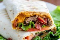 Loaded Bacon Cheeseburger Wraps with Tangy Pickles and Sauce