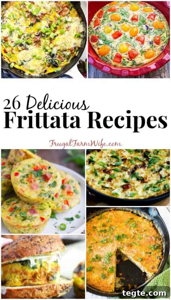 26 Flavor-Packed Frittata Recipes for Every Meal 2 Image shows a collage of various frittatas with text that reads '26 delicious frittata recipes'
