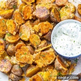Over 20 St. Patrick’s Day Recipes for Festive Celebrations 11 crispy potatoes on a plate with ranch dip
