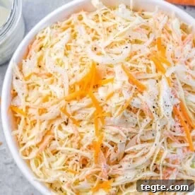Over 20 St. Patrick’s Day Recipes for Festive Celebrations 13 close up image of coleslaw salad in a white bowl