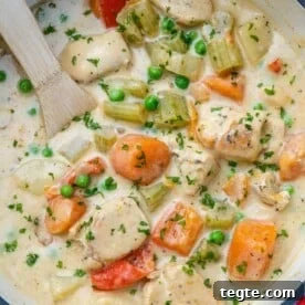 Over 20 St. Patrick’s Day Recipes for Festive Celebrations 7 top view spoon in chicken stew in pot