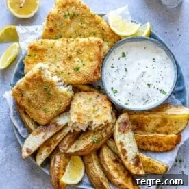 Over 20 St. Patrick’s Day Recipes for Festive Celebrations 10 air fried fish with potato wedges and white dip