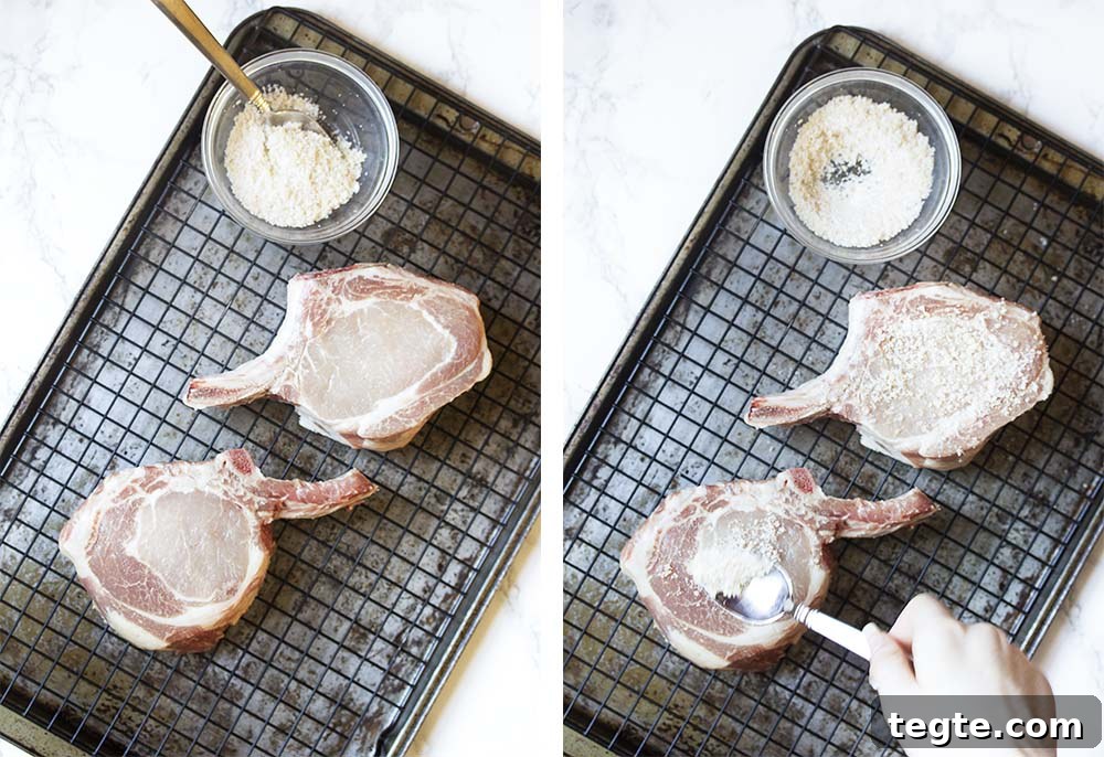 Step by step on how to prep the chops.