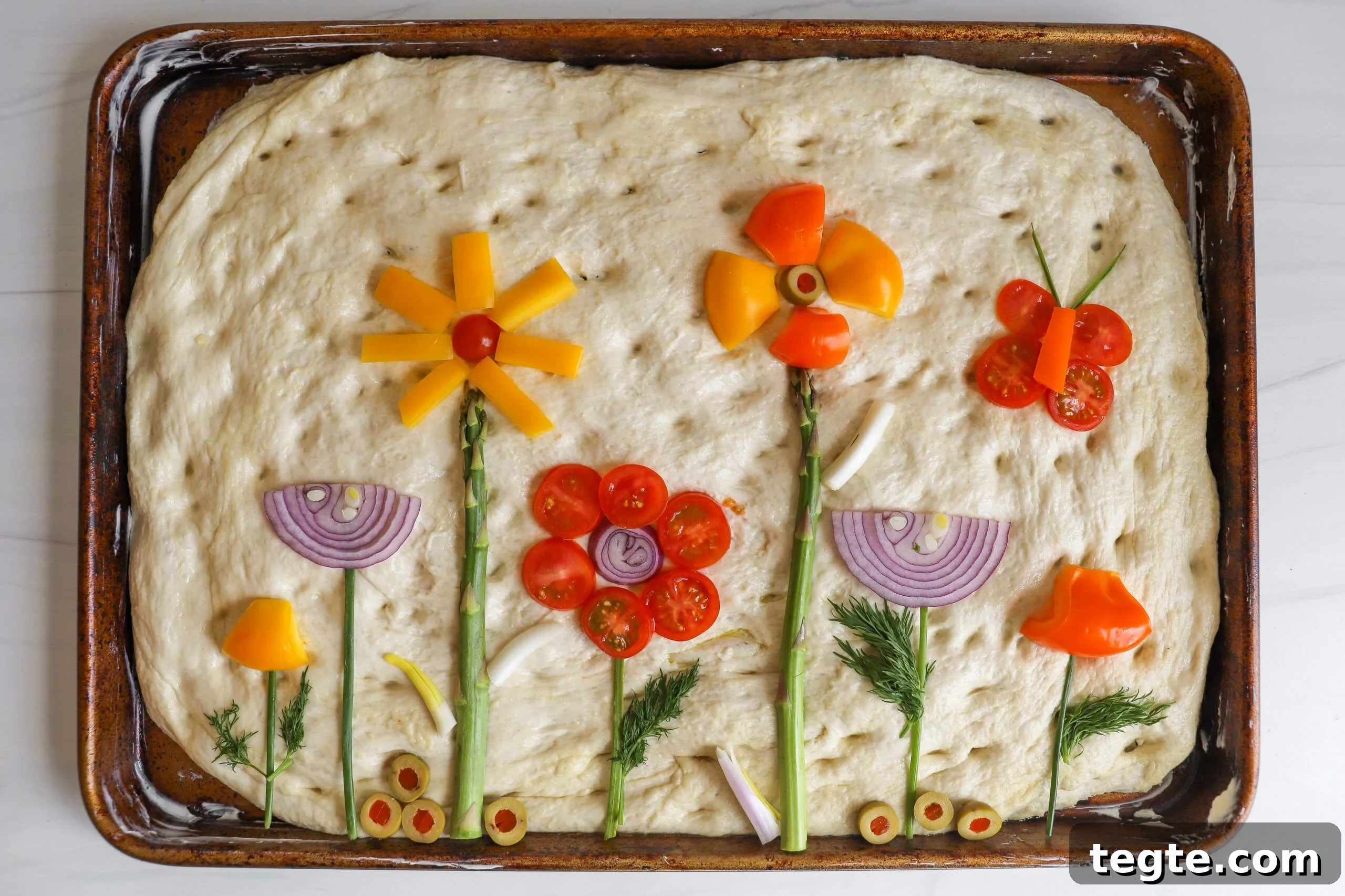 Focaccia Bread Art: Flower Garden