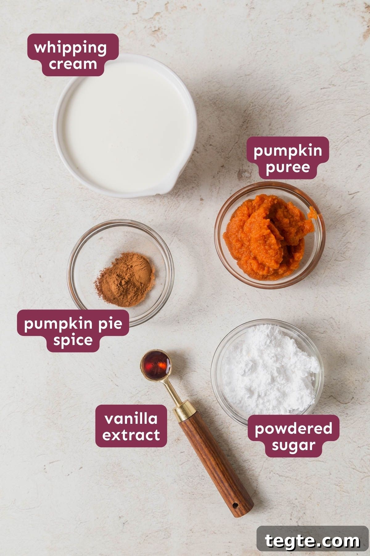 Pumpkin-Spiced Whipped Cream Recipe for Fall Desserts 3 ingredients for pumpkin whipped cream.