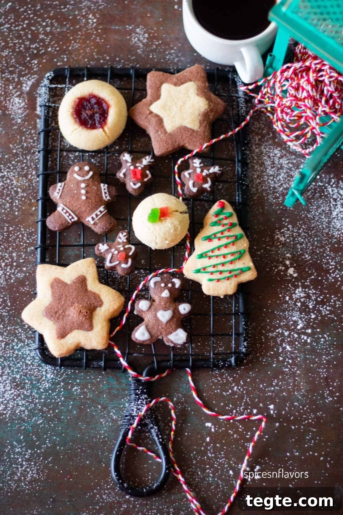 all the designs of nankhatai cookies that I made placed on a wire rack