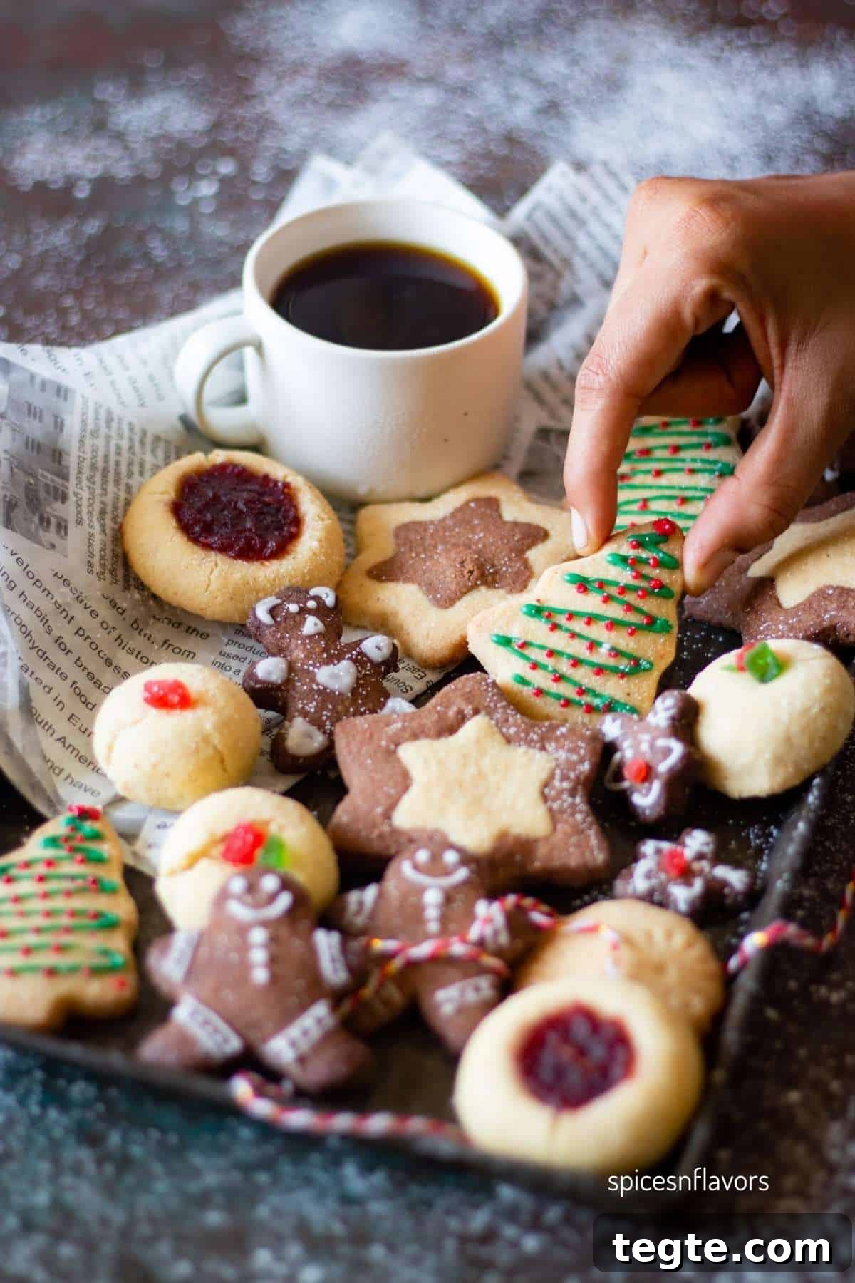 Picking up christmas tree shaped cookies from the baking tray using my fingers