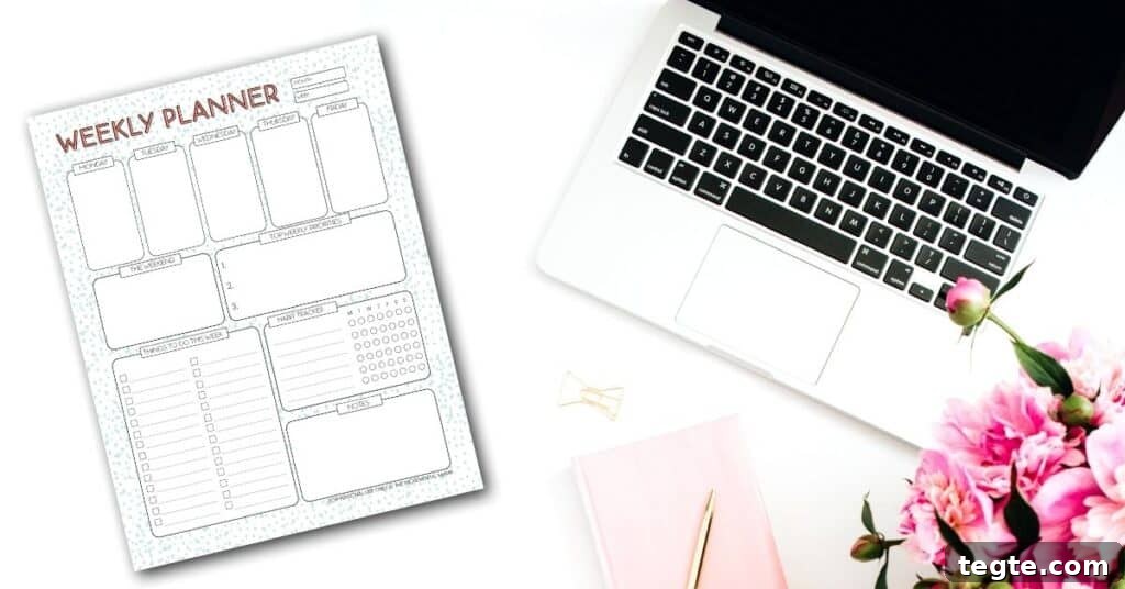 2022 Printable Calendar PDF Template — Free Download 4 cute weekly planner
