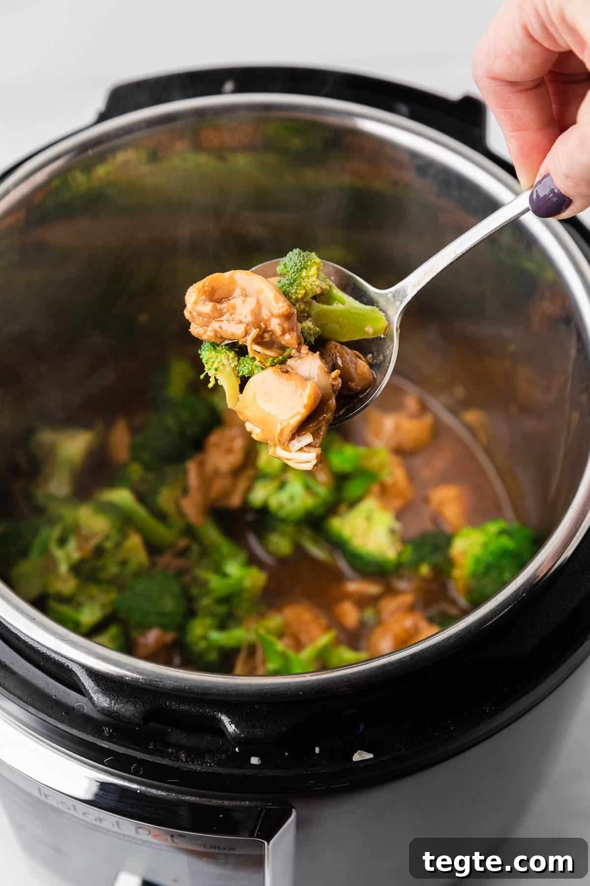 the instant pot chicken and broccoli recipe completed