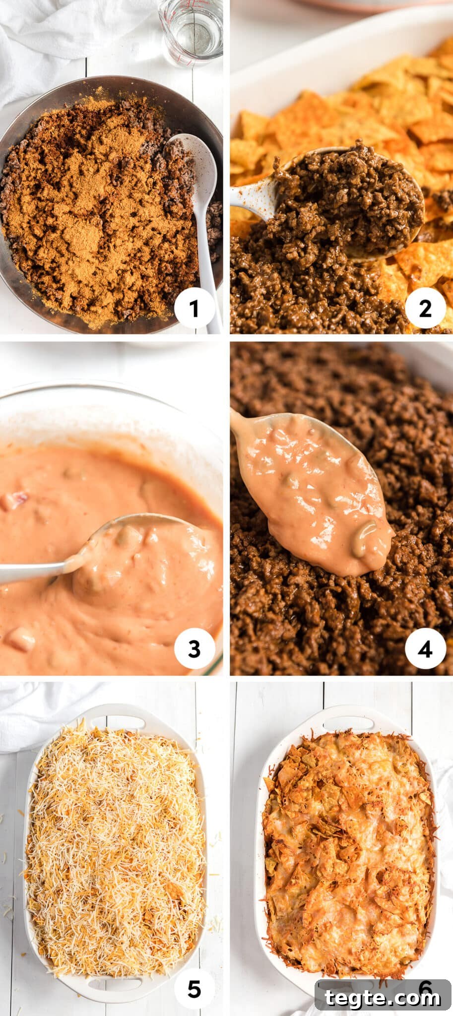 Doritos Taco Casserole: Cheesy Tex-Mex Bake Everyone Loves 4 Step by step process shots on Dorito Taco Casserole.