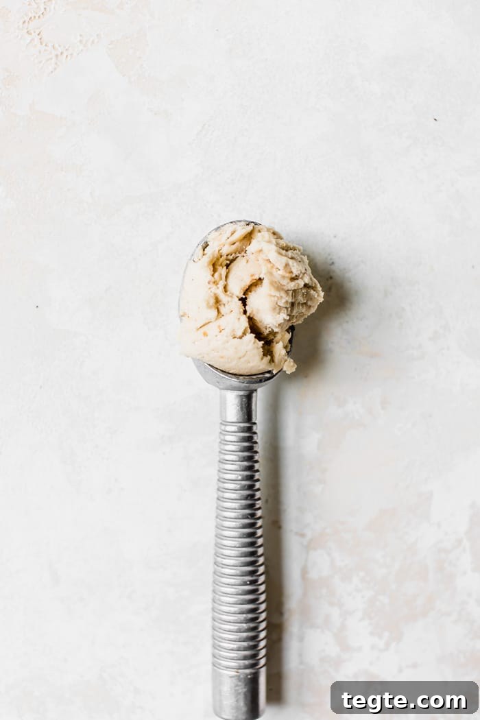 Creamy 2-Ingredient Banana Nice Cream Recipe 3 A scoop of banana ice cream