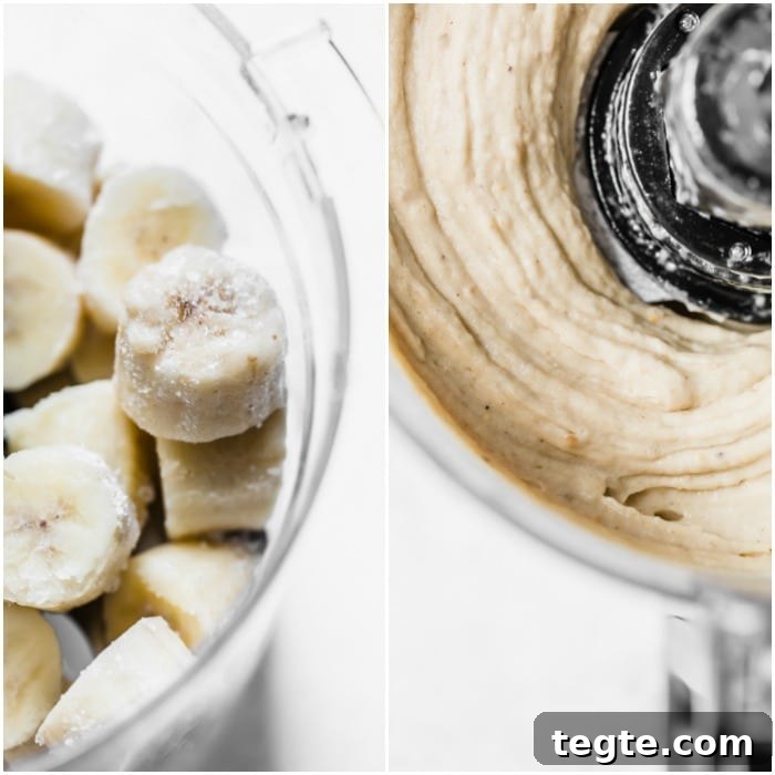 Creamy 2-Ingredient Banana Nice Cream Recipe 4 Bananas in a food processor