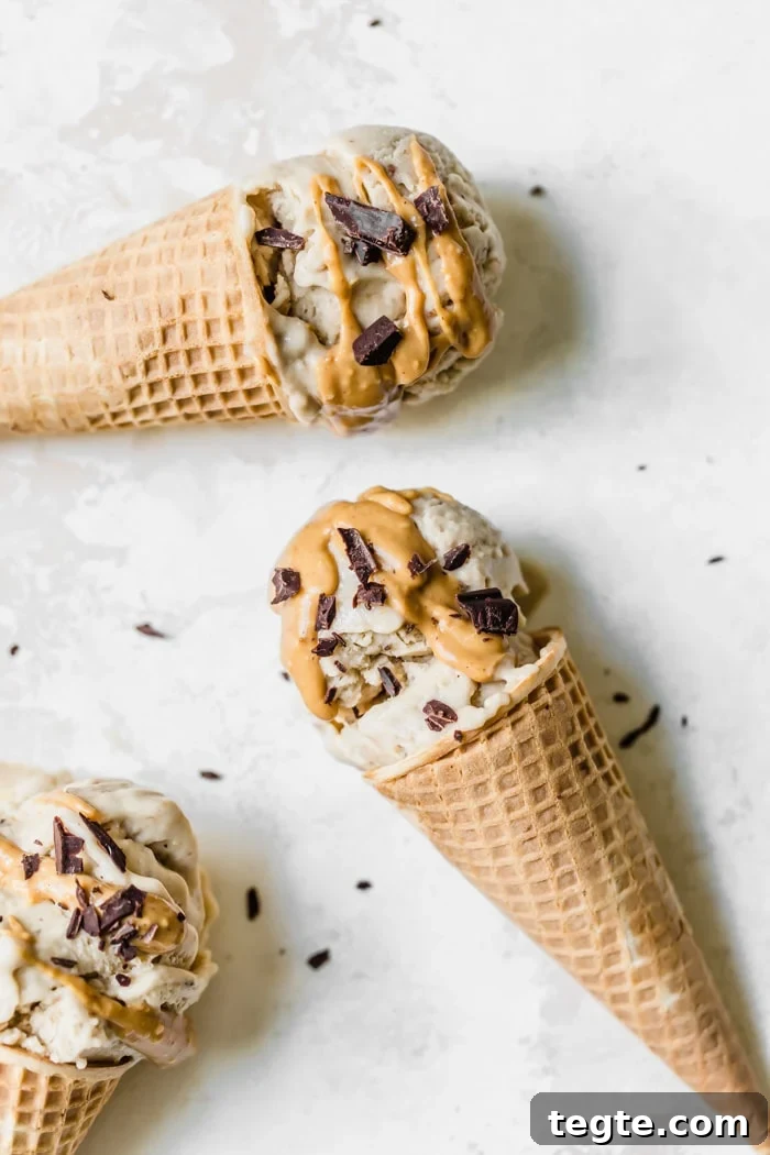 Creamy 2-Ingredient Banana Nice Cream Recipe 5 Three cones of banana ice cream