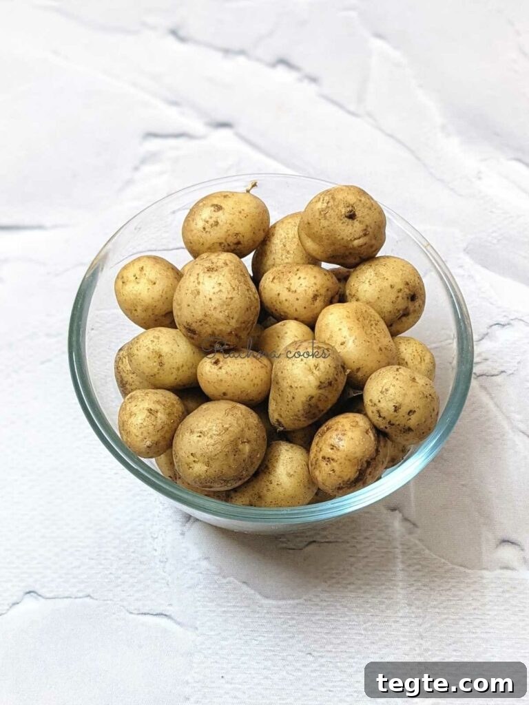 baby potatoes in a glass bowl