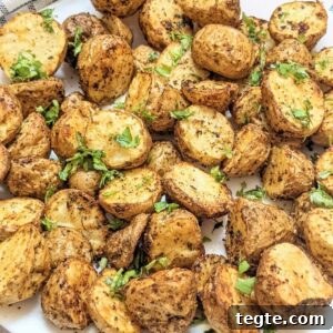 Close up of crispy air fryer baby potatoes