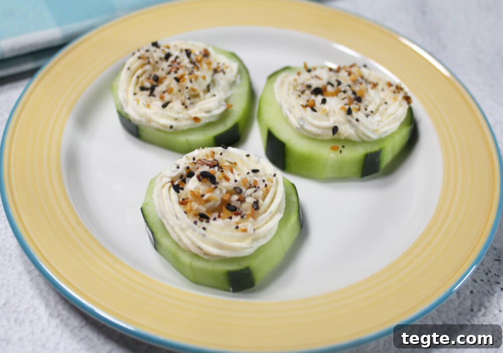 Everything Bagel Cucumber Bites Recipe — Savory No-Bake Appetizer 6 Cucumber Bites Everything Bagel5