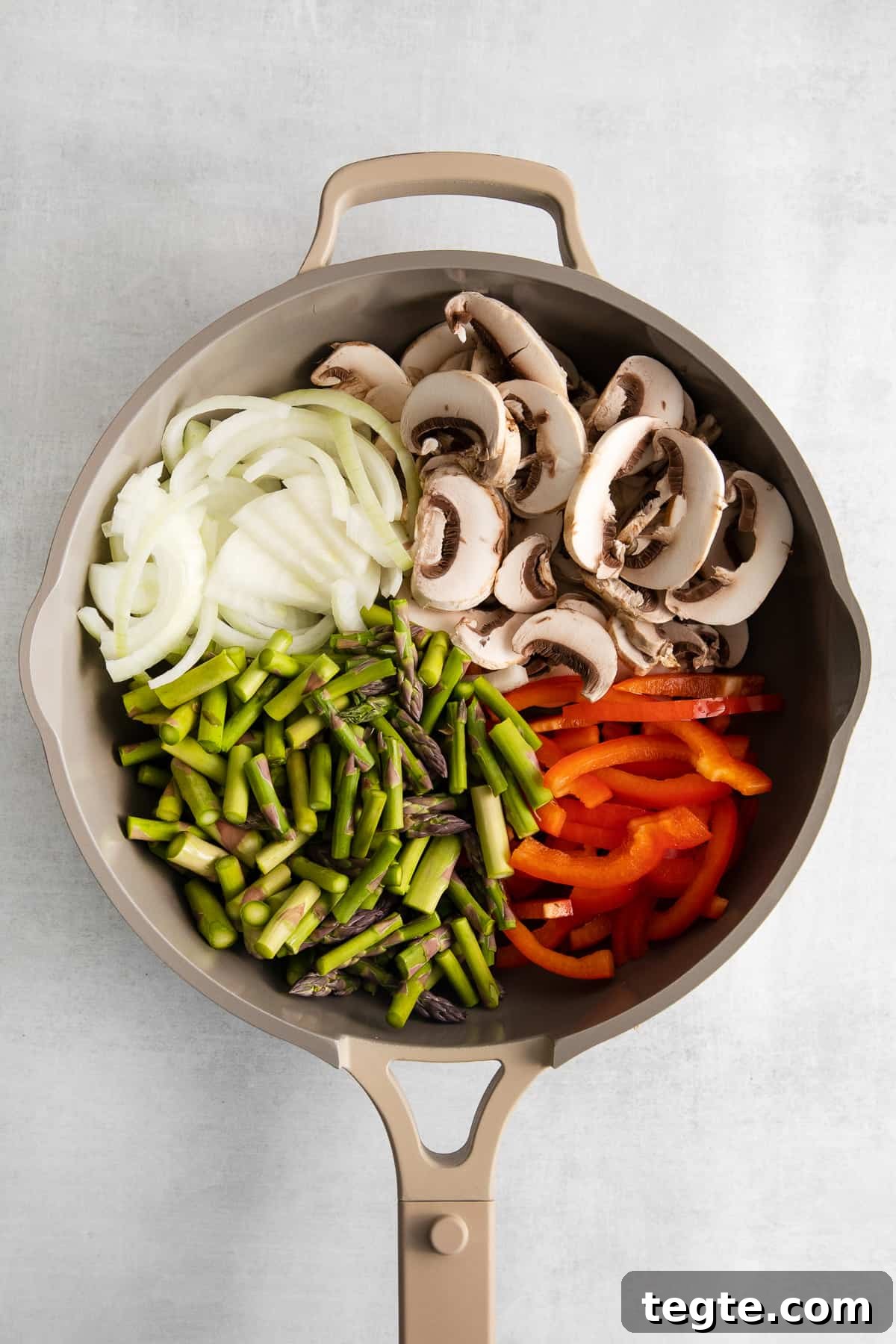 Veggies in a skillet. Veggies in a skillet.