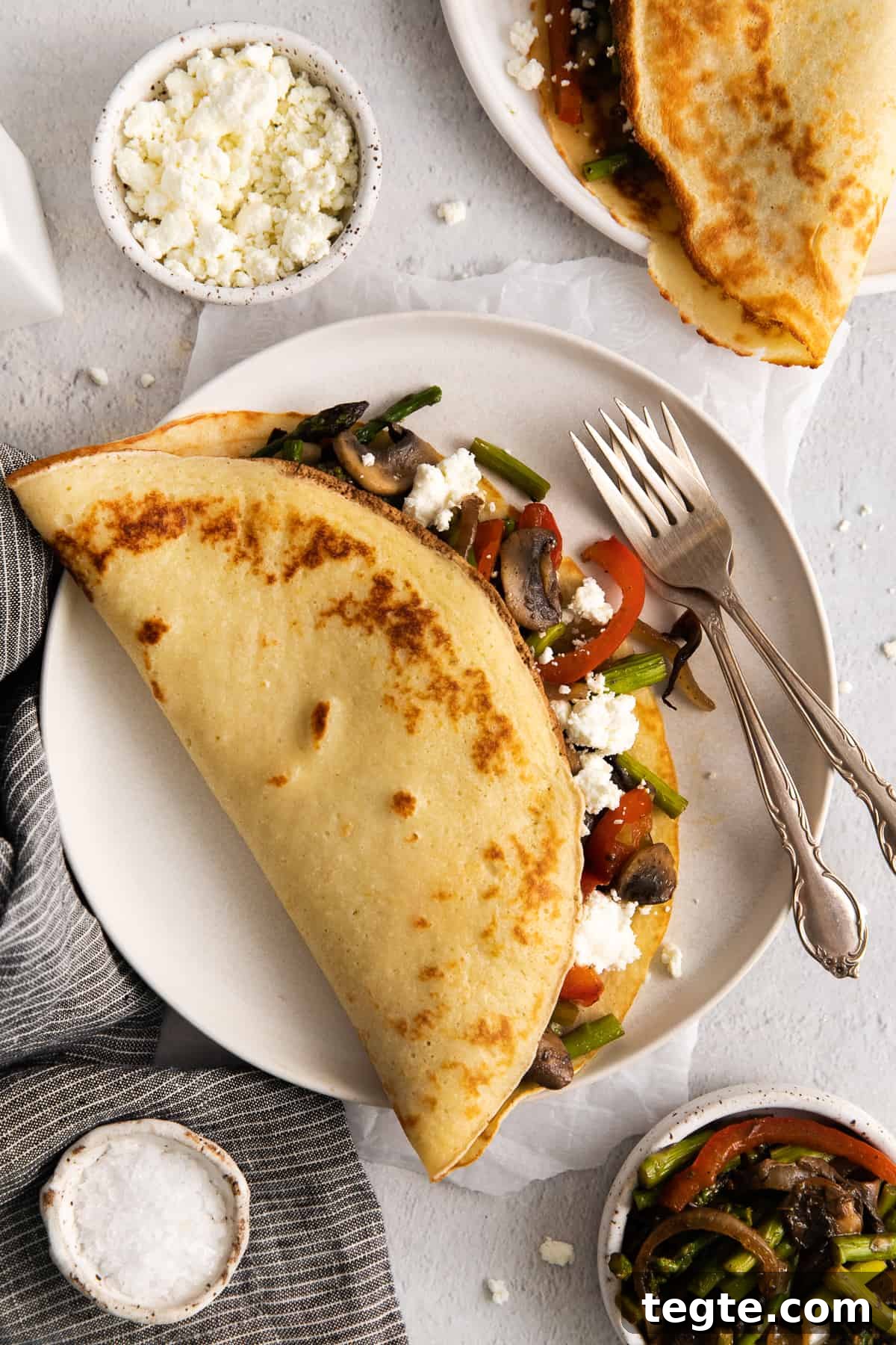 Goat cheese crepe on a plate. Goat cheese crepe on a plate.