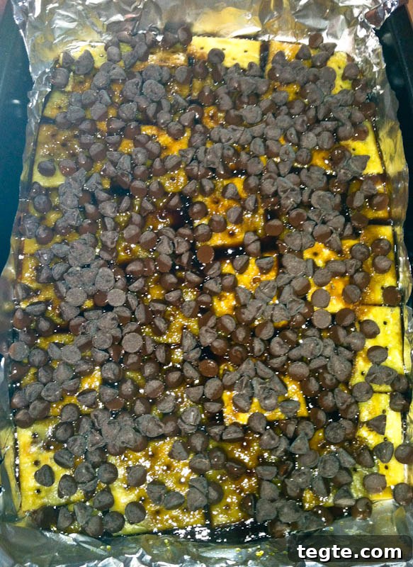 saltine cracker toffee before baking