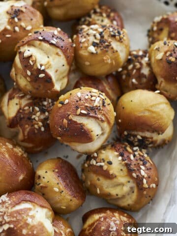 Sourdough Discard Pretzel Bites on a black and white tray.