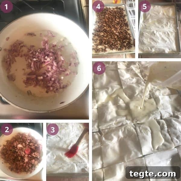 Egyptian Phyllo Meat Pie (Goulash) Recipe 3 step by step to making the phyllo meat pie.