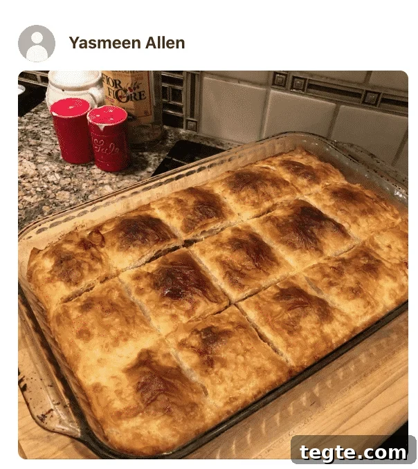 Egyptian Phyllo Meat Pie (Goulash) Recipe 8 A phyllo pie in a pan, photo by a fan