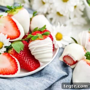 White Chocolate Dipped Strawberries You Can Make at Home 10 white chocolate covered strawberries on a white plate