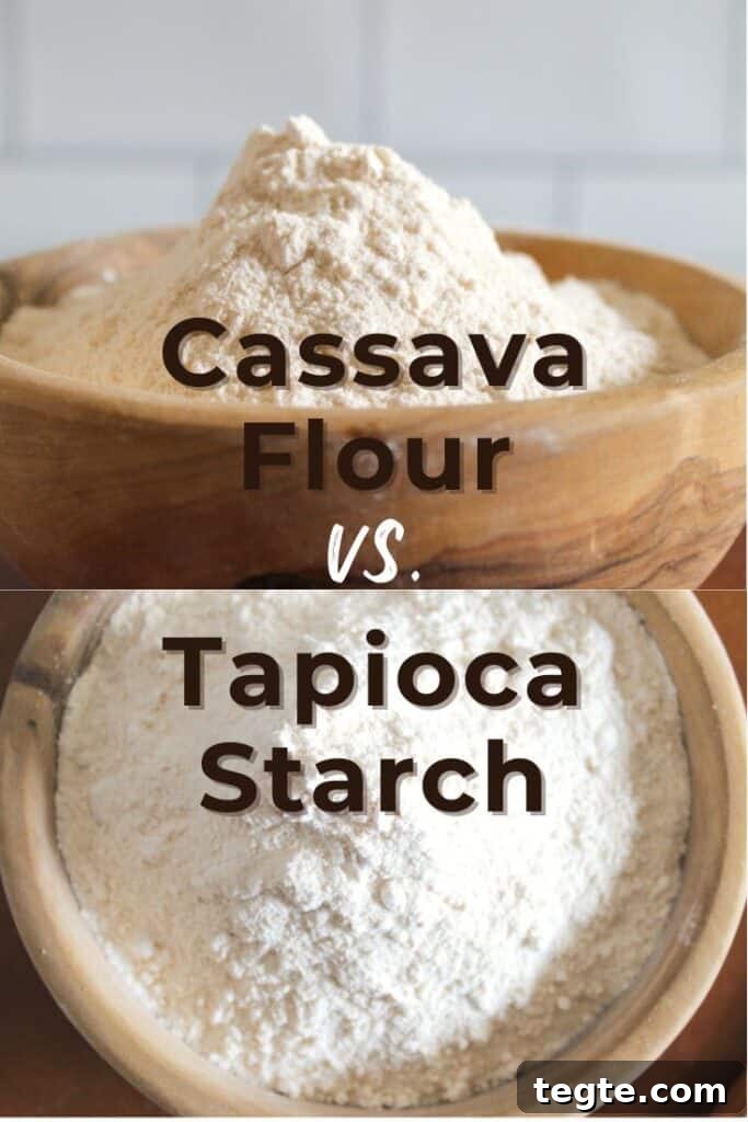 Cassava Flour vs Tapioca Starch: Key Differences and Uses 2 cassava flour on top image and tapioca on the bottom.