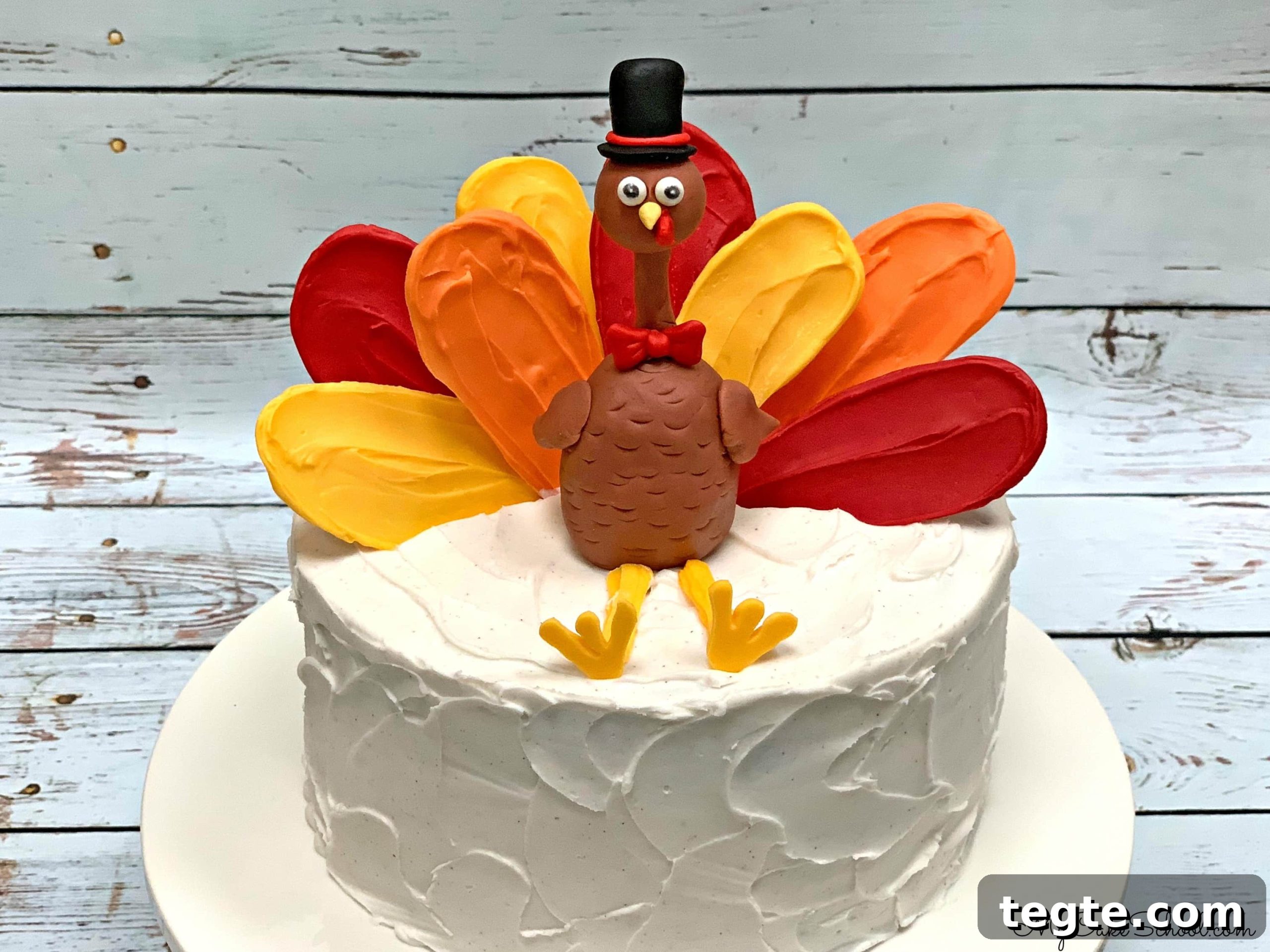 Turkey Cake Topper- Free Video Tutorial by MyCakeSchool.com! This sweet turkey would be the perfect addition to any Thanksgiving cake! Turkey Cake Topper Tutorial