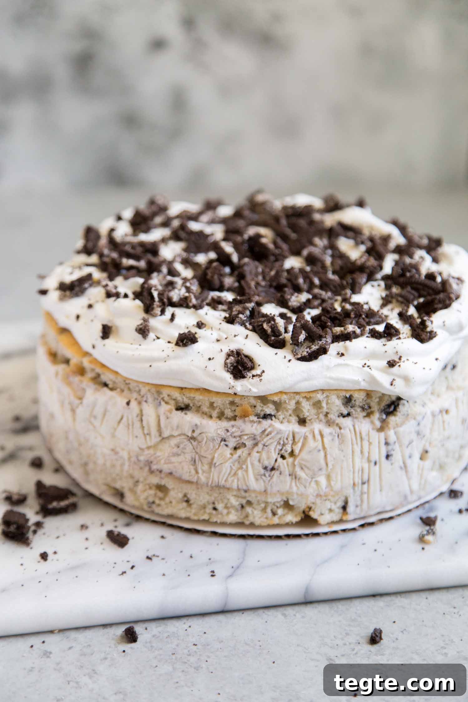 Cookies and Cream Ice Cream Cake Recipe for Rich, No-Bake Dessert 2 Cookies and Cream Ice Cream Cake