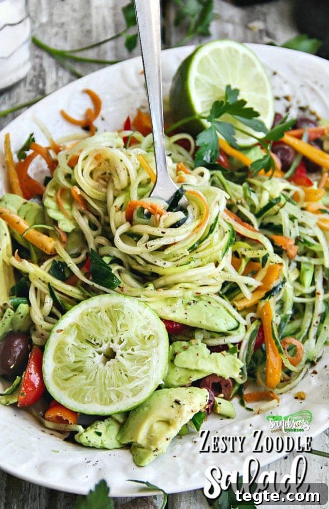 Zesty Zoodle Salad Recipe with Lemon Garlic Dressing 2 Zesty Zoodle Salad