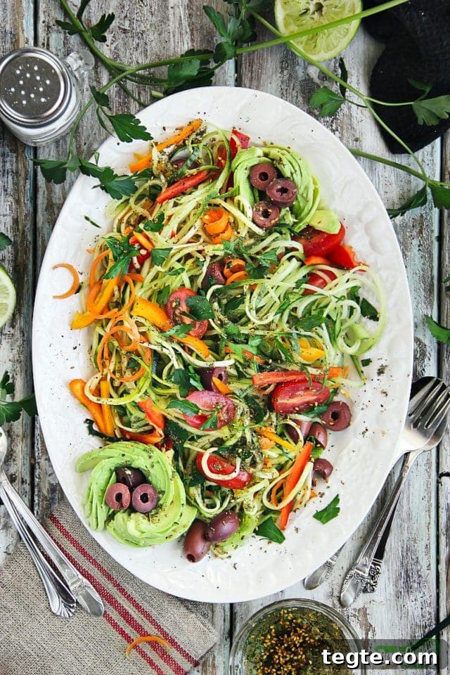 Zesty Zoodle Salad Recipe with Lemon Garlic Dressing 3 Zesty Zoodle Salad