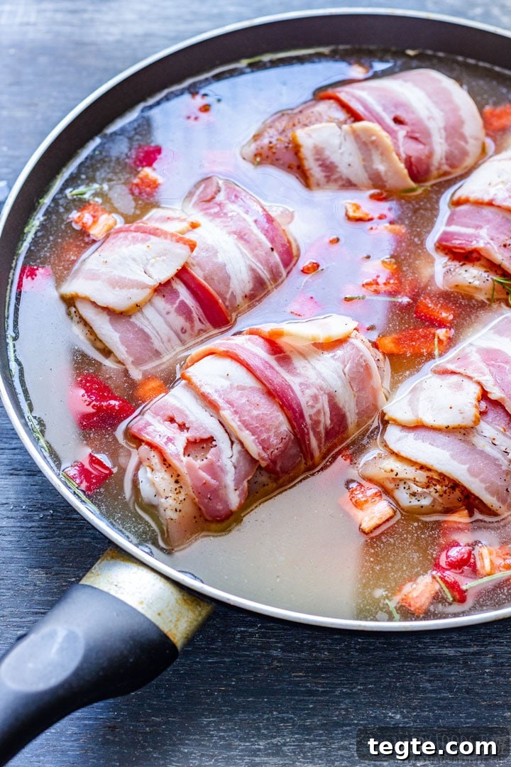 Crispy Bacon-Wrapped Chicken Thighs with Garlic Herb Glaze 6 How to make bacon wrapped chicken thighs step 3
