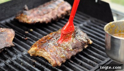 Cumin-Glazed Grilled Ribs with Tequila Pineapple Salsa 3 Basting Ribs