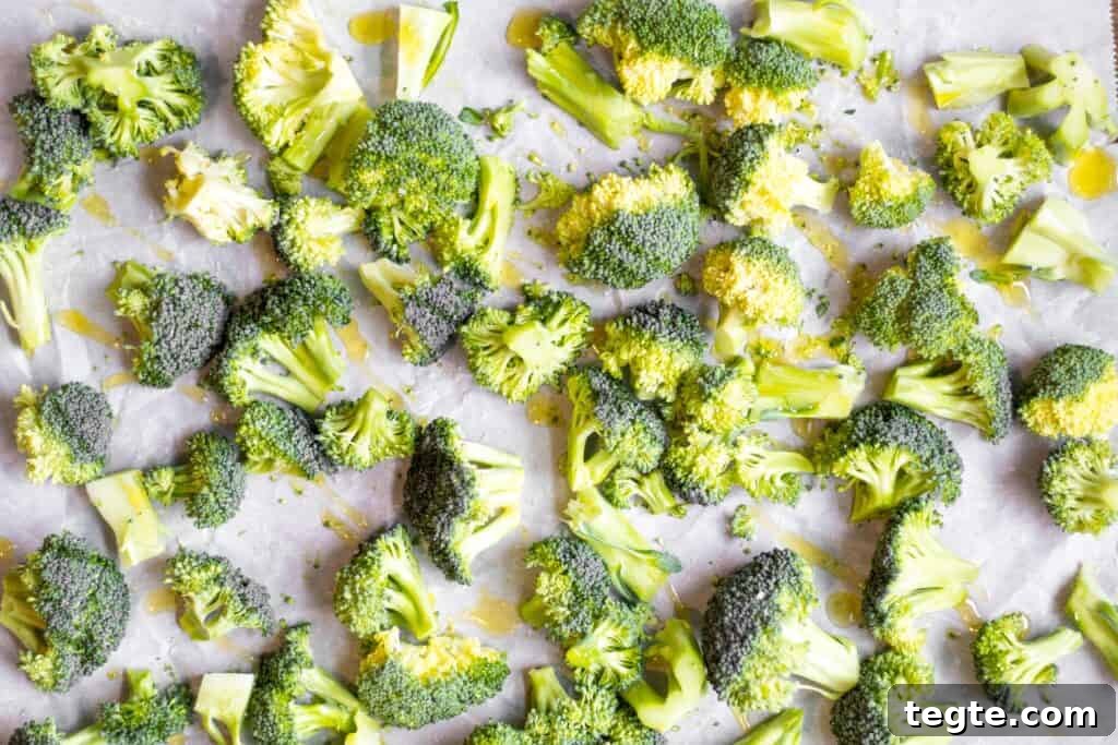 Roasted Broccoli Guide: Crispy Oven Recipe for Perfect Results 5 broccoli drizzled with olive oil and salt