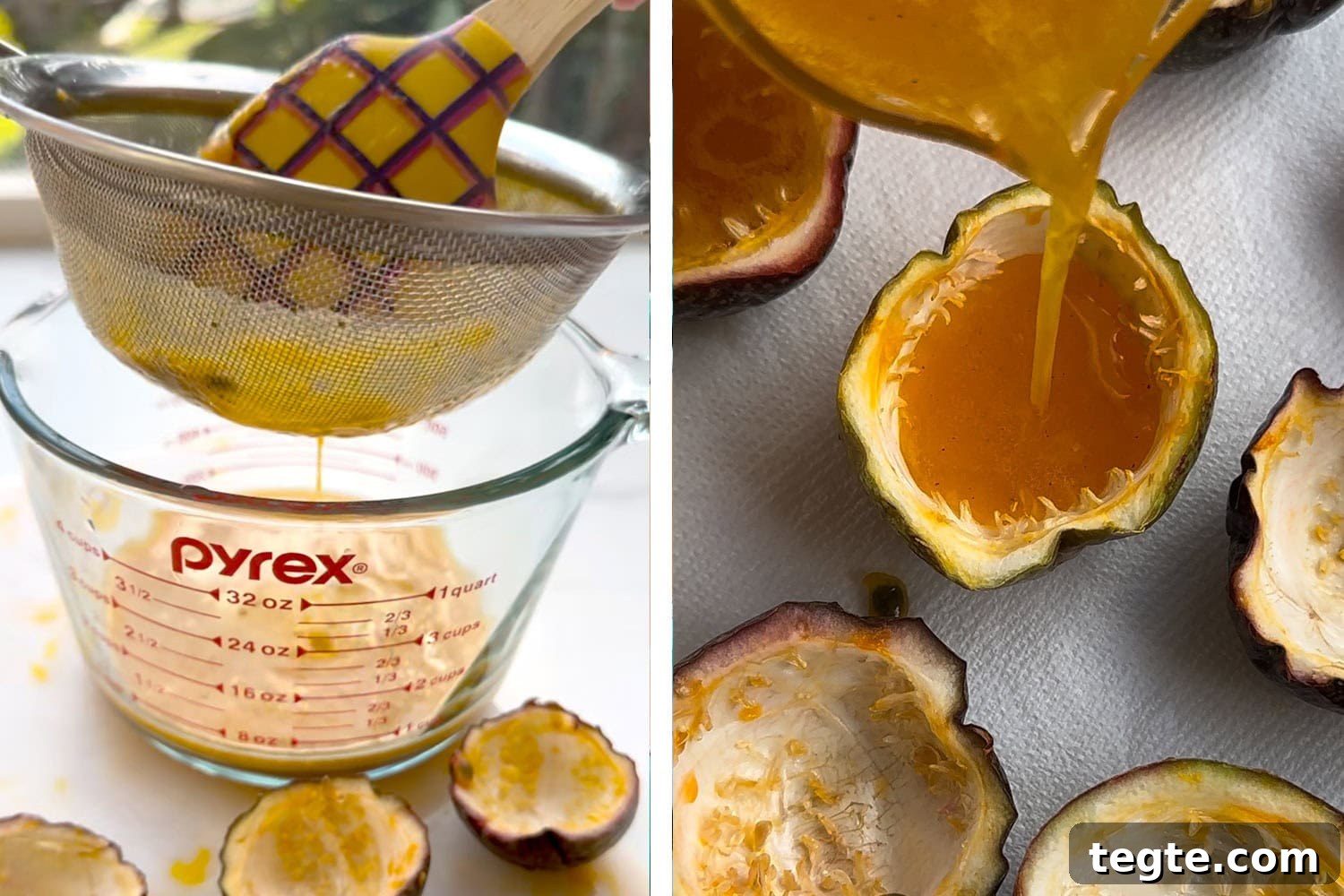 Passion Fruit Tequila Jello Shots Recipe for Parties 6 straining the puree and then adding the shot mixture to the passion fruit halves