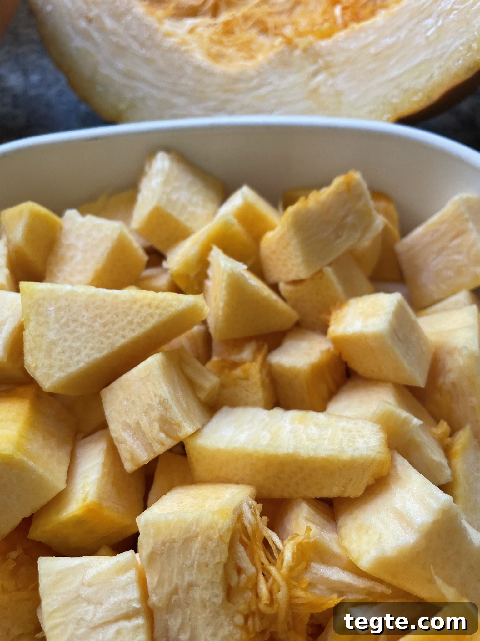 Cubed squash or pumpkin. Cubed squash or pumpkin.