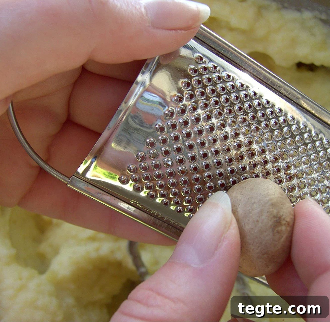 Use a fine grater to shave. nutmeg Use a fine grater to shave. nutmeg