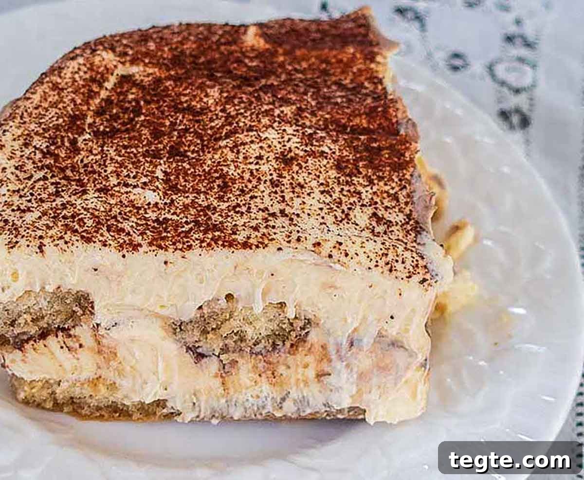 30 Gluten-Free Easter Desserts Your Guests Will Crave 15 close up of a slice of gluten free tiramisu on a dessert plate