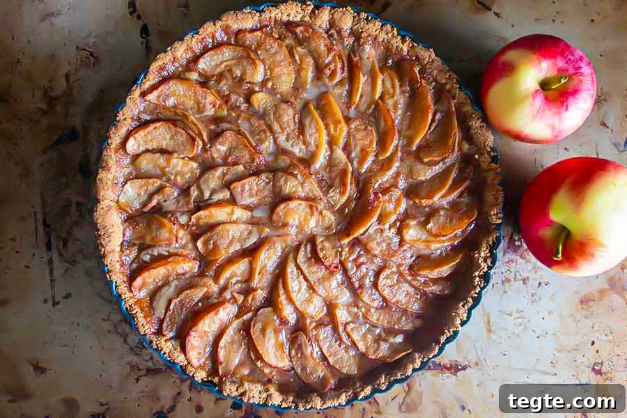 30 Gluten-Free Easter Desserts Your Guests Will Crave 20 overview of maple caramel apple tart in a tart pan, egg free, gluten. free
