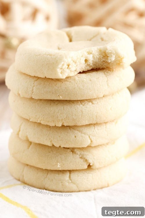 stack of six no-chill sugar cookies