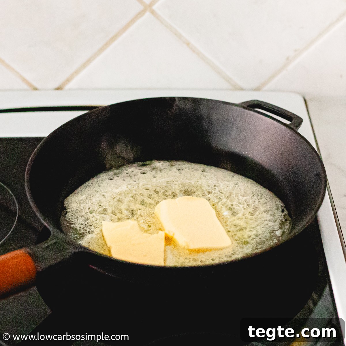 Carnivore-Style Wiener Schnitzel: Meat-Only Schnitzel Recipe 8 Heating Butter in a Skillet- | Low-Carb, So Simple