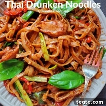 Instant Pot Thai Peanut Chicken Recipe That Melts in Minutes 15 instant pot drunken noodles with basil in a beige plate