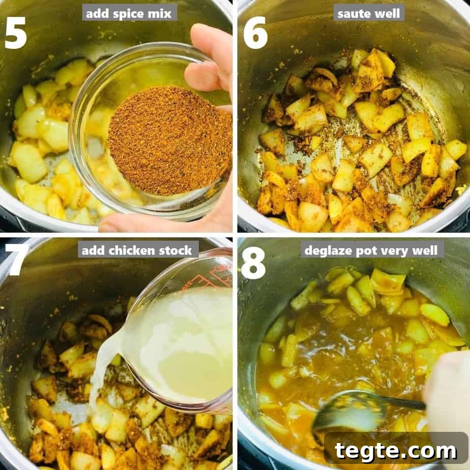 Instant Pot Thai Peanut Chicken Recipe That Melts in Minutes 6 sauteing seasoning & deglazing instant pot