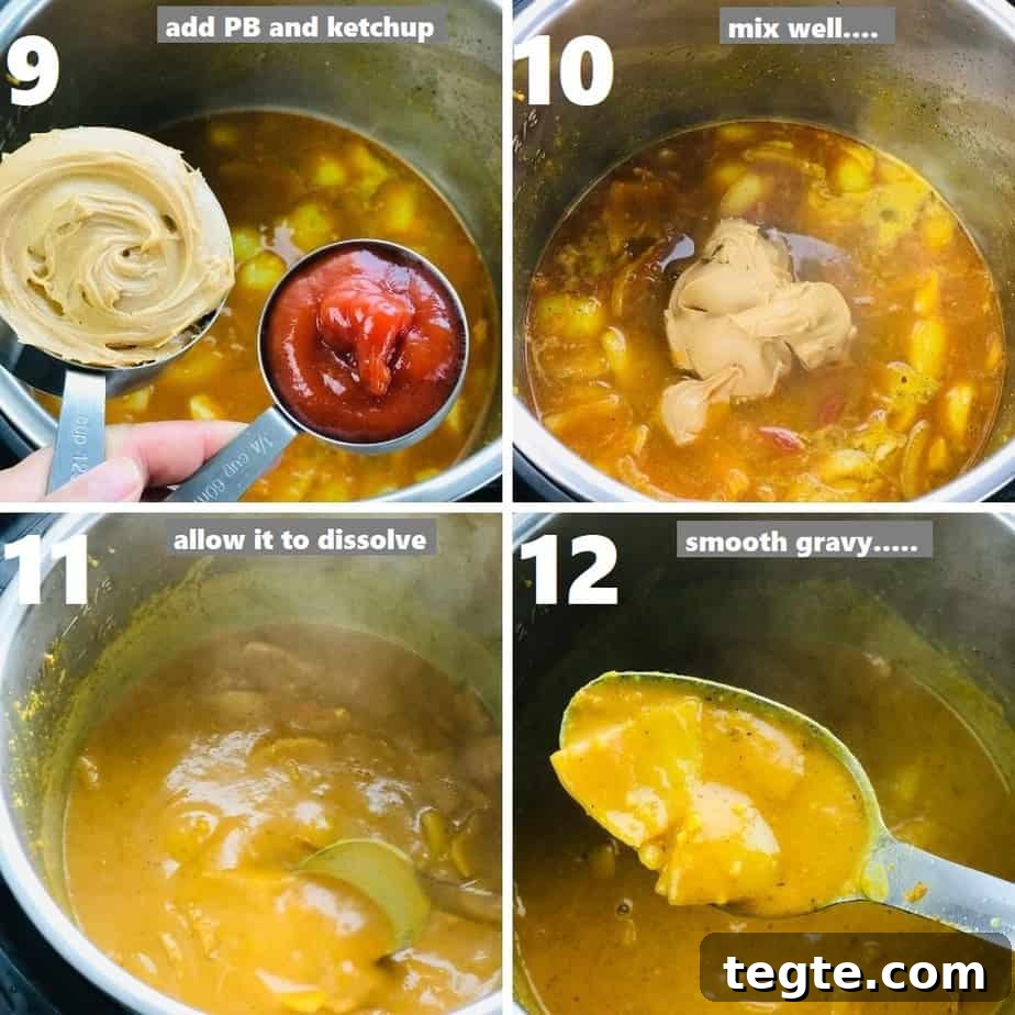 Instant Pot Thai Peanut Chicken Recipe That Melts in Minutes 7 making peanut butter curry sauce