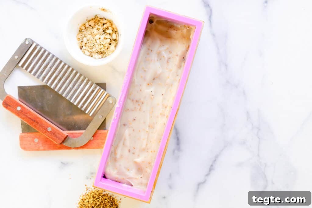 Make Herbal Soap Using Dried Herbs: Step-by-Step Guide 8 Allowing the soap bars to dry in a rectangle soap mold.